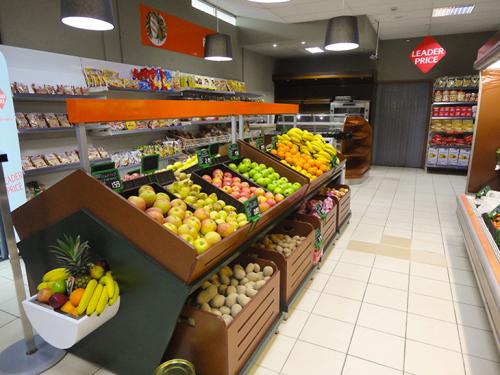 Gôndola central para fruta e legumes